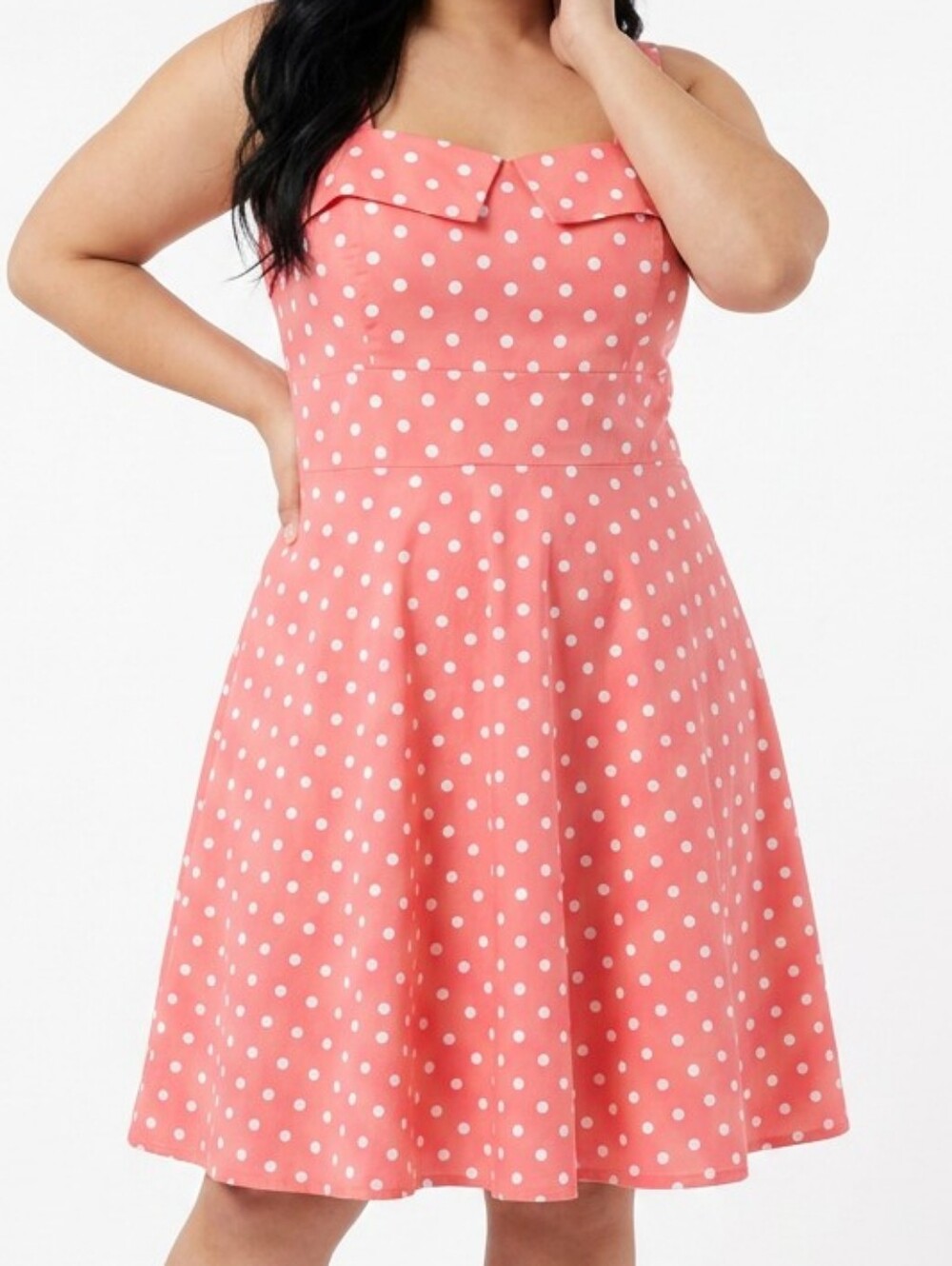 Sara Retro Rockabilly Polka Dot Fit And Flare Midi Dress Size L